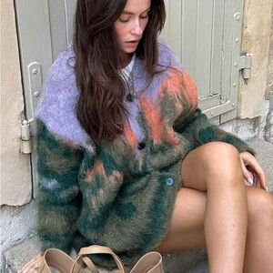 Urban Outfitters Purple and Pink Cardigan Sweater